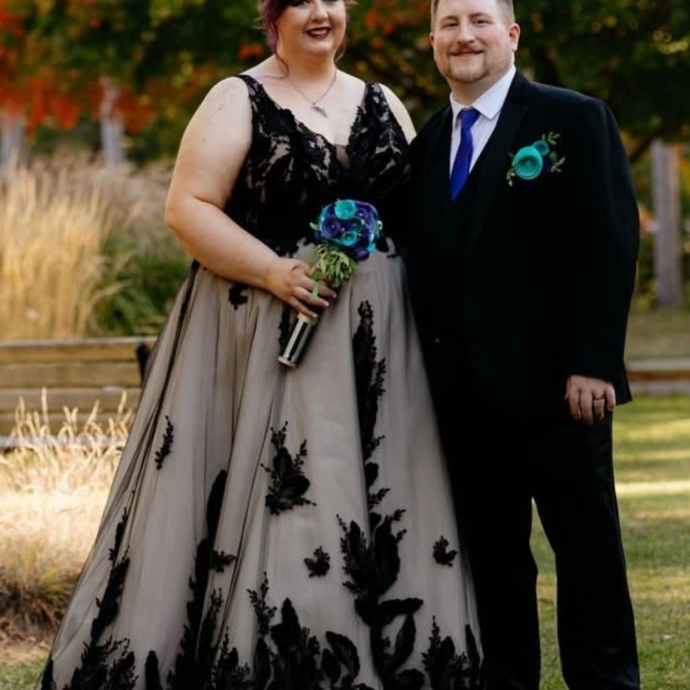 Elegant Black and Cream Gown